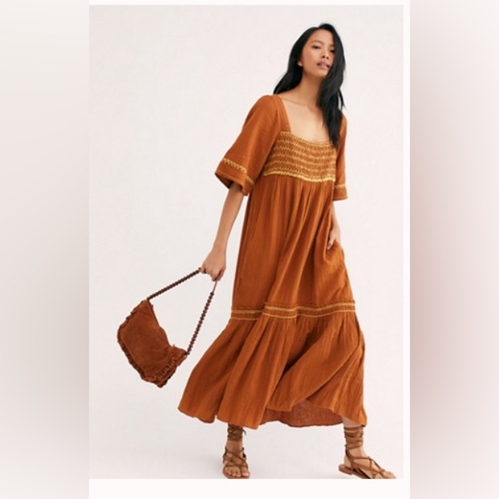Free People “I’m the One” Maxi Dress - Size XS - Caraway / Rust
